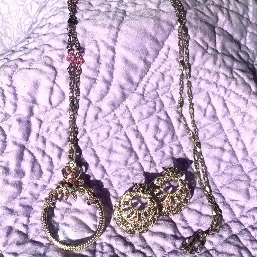 COPY - Magnifying glass necklace and matching earrings